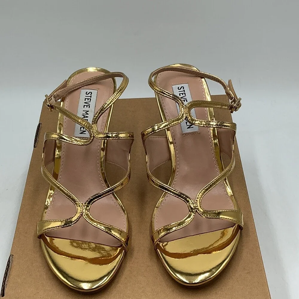 Steve Madden Gracia Sandals Women's US 6 Gold Stiletto Heel Strappy Eby4480